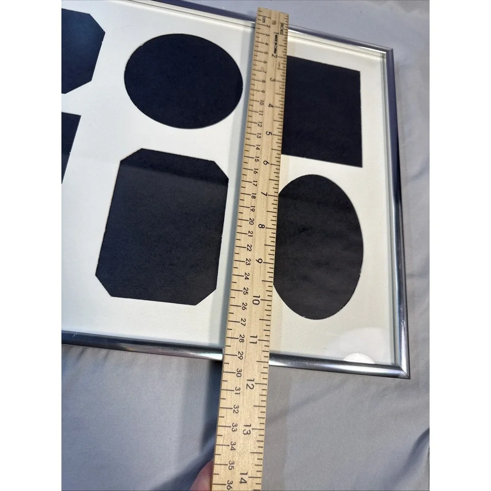 Vintage Silver Chrome Multi-Opening Collage Picture Frame with 7-Window Mat